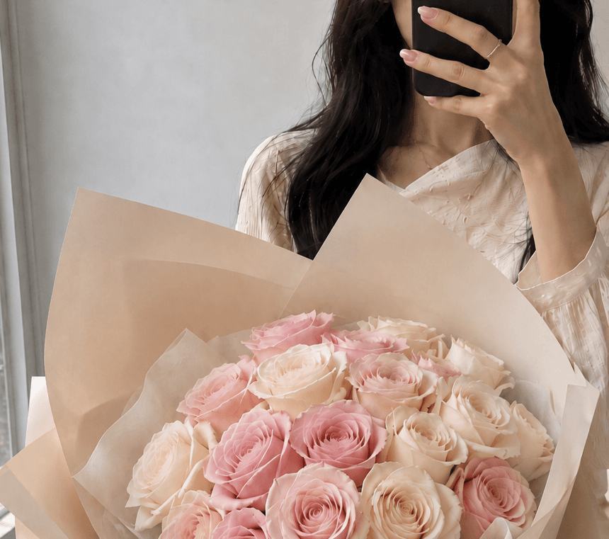 받은 꽃다발과 손편지 인증